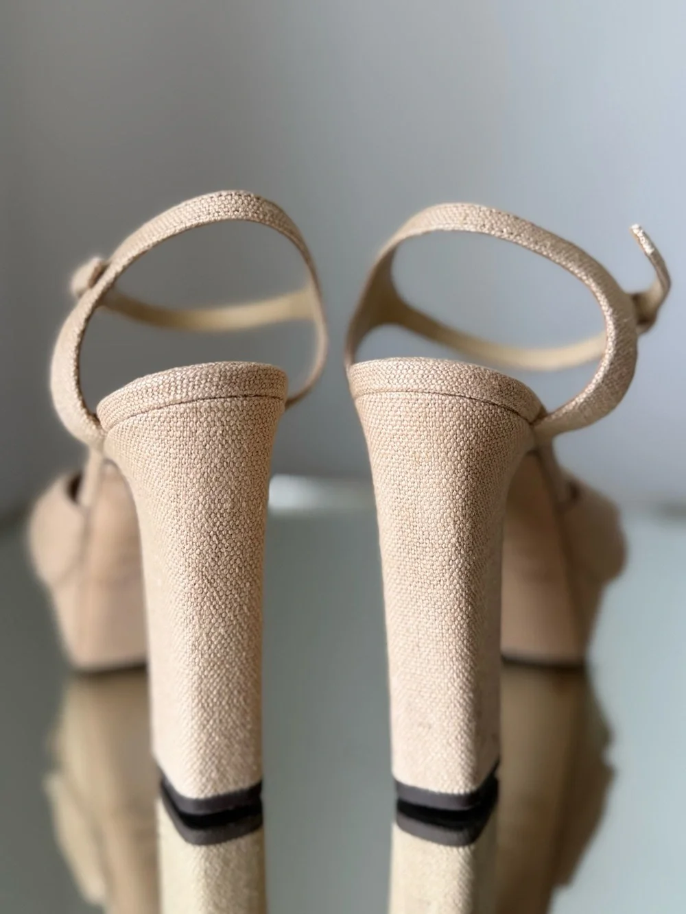 Like new Jimmy Choo Heloise 120 Linen Platform Sandals $1,095 37.5 - Picture 14 of 16